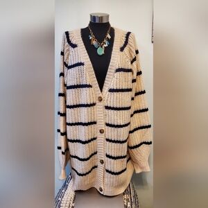 Oversized Striped Cardigan